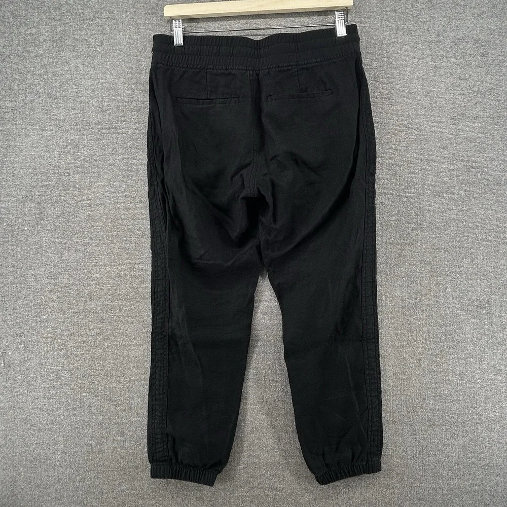 Athleta Cabo Linen Jogger Pants Women Size 6 Petite Black Activewear - Picture 2 of 10